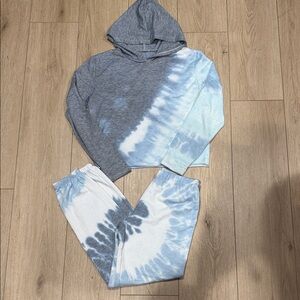 Firehouse Girls Kids Blue Tie-Dye Sweatpants matching Set Large